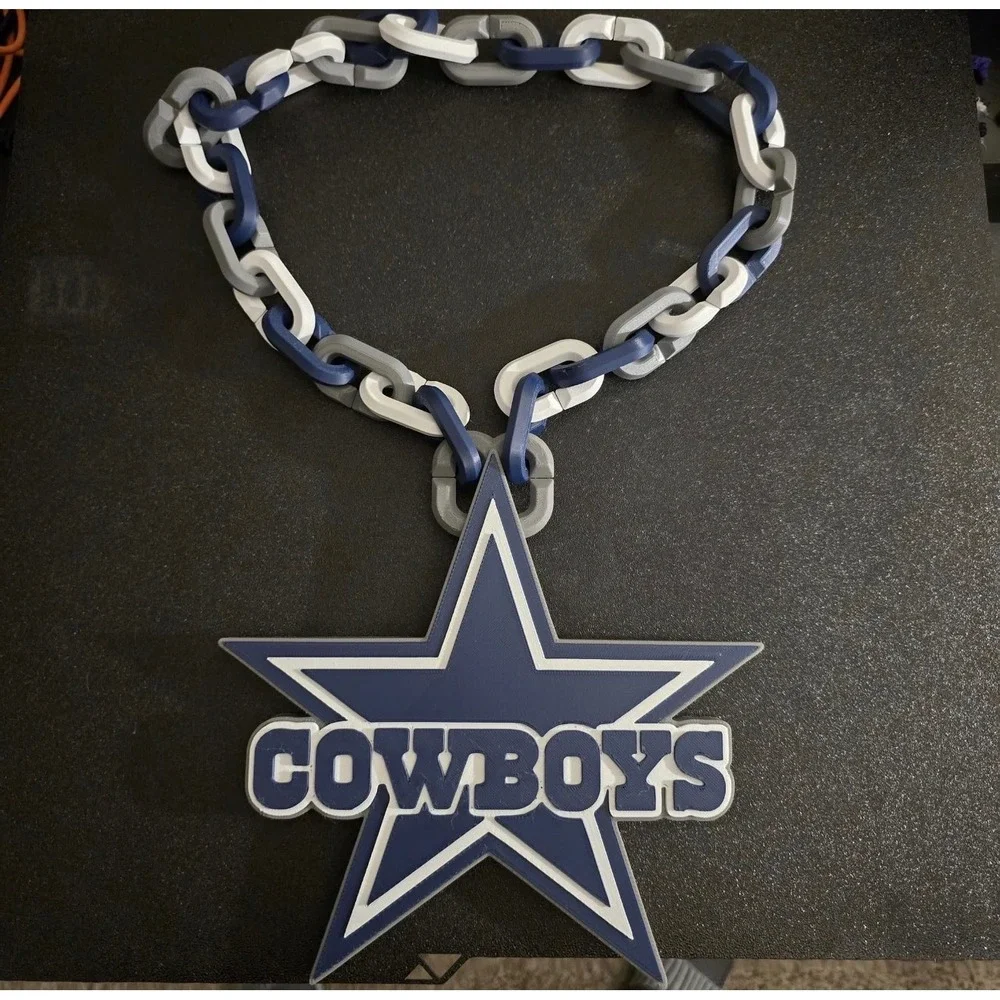 Custom 3D Printed Football Team Chain Necklace Adjustable Game Day Fan Jewelry‎